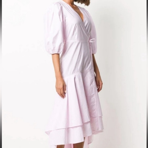 Ganni Women's Layered floral-print cotton-poplin midi wrap dress - Picture 2 of 3